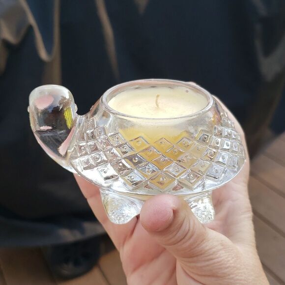 Vintage Avon Fostoria Crystal Turtle Candle - Picture 8 of 10